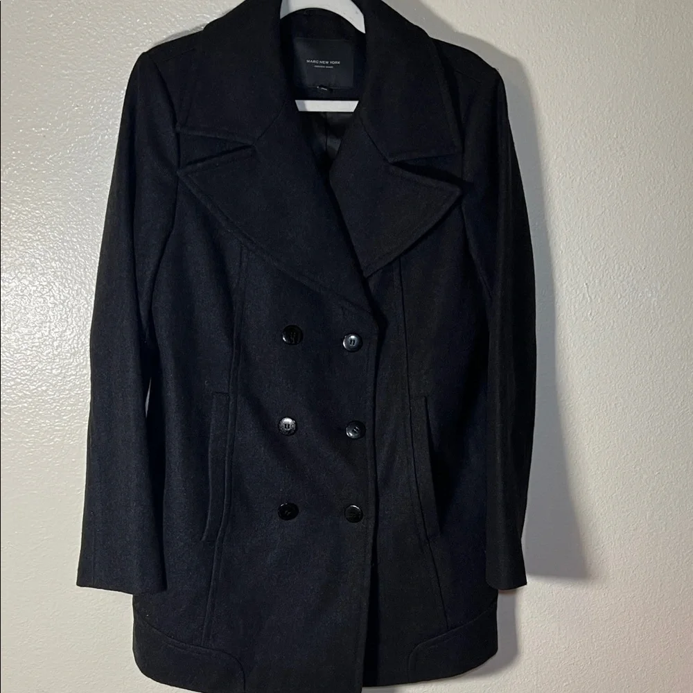 Marc New York wool blend women Classic Black Peacoat size 8
